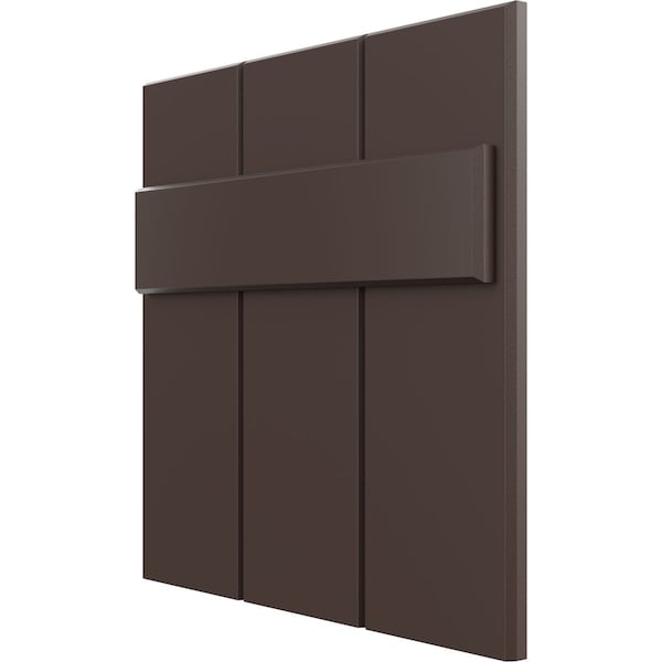 12W X 12H True Fit PVC Joined Board-n-Batten Shutters Sample, Raisin Brown